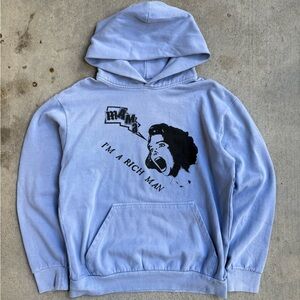 Women’s Blue “Mama I’m a Rich Man” Skate Hoodie L 22x28